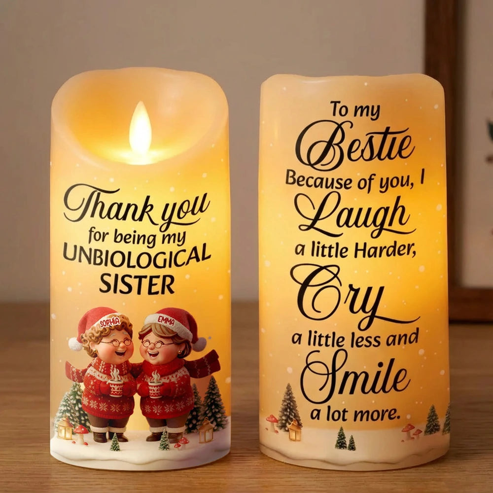 Personalized LED Candle for Best Friend - Sentimental Gift for Unbiological Sister Lamp MagicInPrints