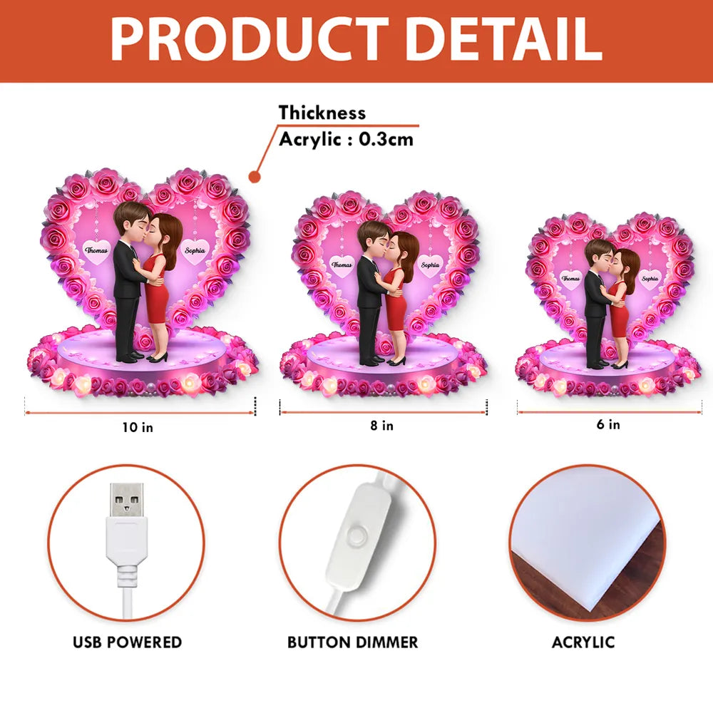 Personalized Romantic Couple Figurine with Heart Base for Valentine's Day Plaque MagicInPrints