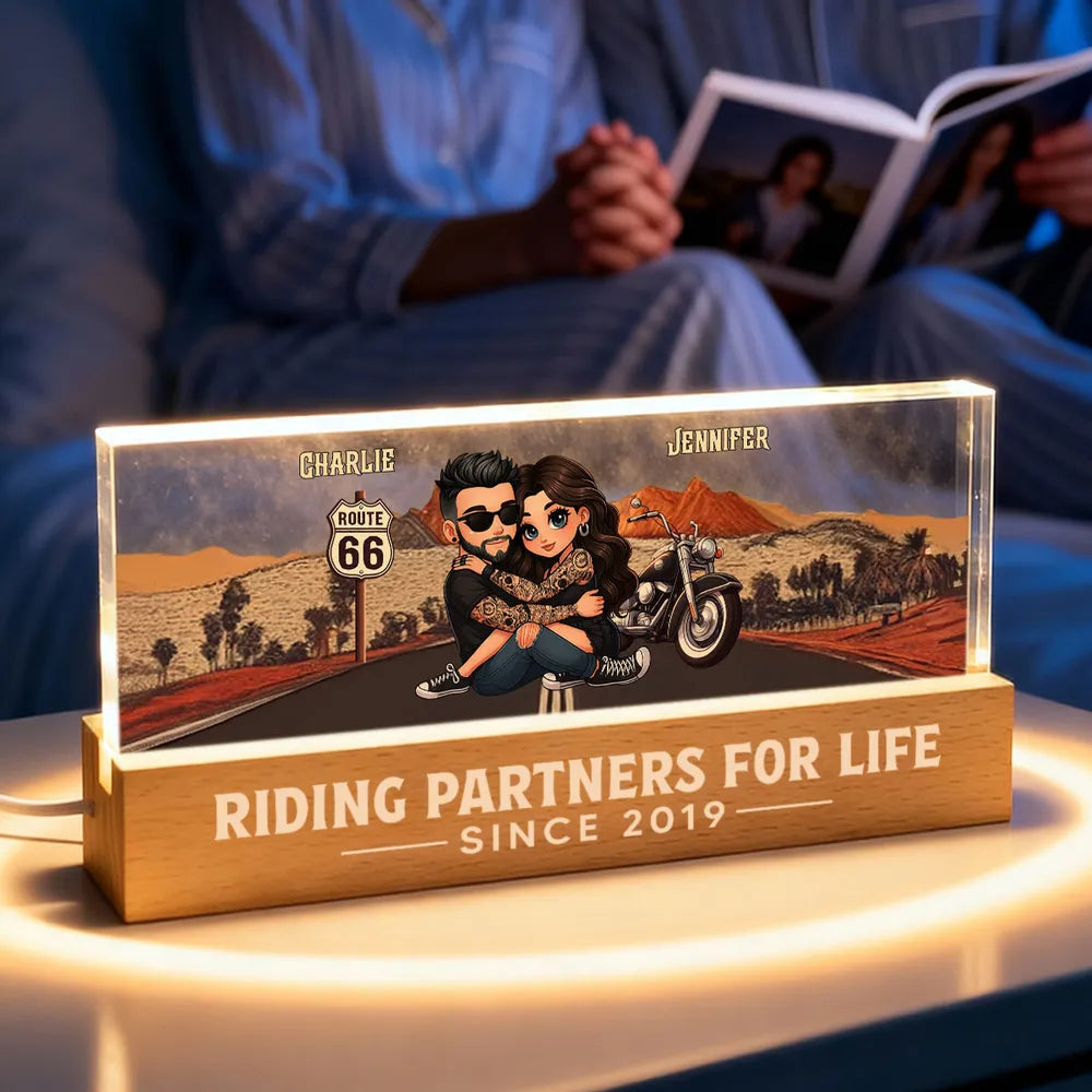 Personalized LED Light for Couples - Riding Partners for Life Gift Plaque MagicInPrints