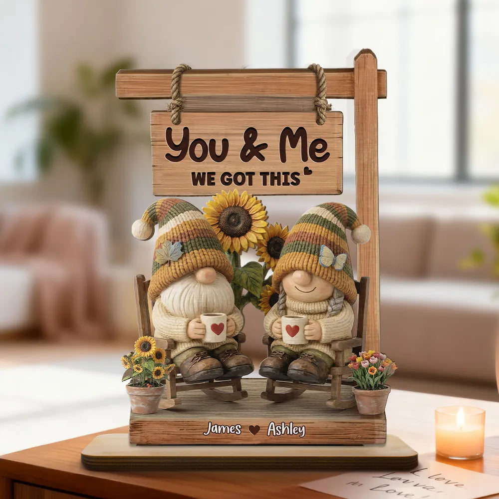 Personalized Gnome Couple Figurine for Couples with Custom Names - Romantic Home Decor Plaque MagicInPrints