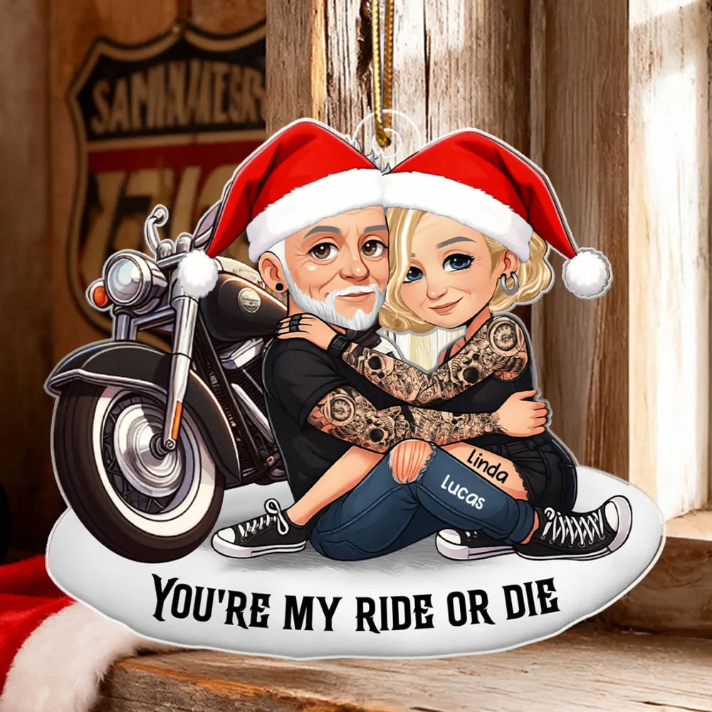 Personalized Couple Motorcycle Ornament for Bikers - Romantic Gift Ornament MagicInPrints