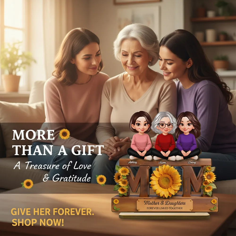 Personalized Mother & Daughters Wooden Plaque with Sunflower Design - Sentimental Gift for Mom Plaque MagicInPrints