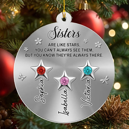 Personalized Sisters Christmas Ornament with Birthstones - Sentimental Holiday Gift Ornament MagicInPrints