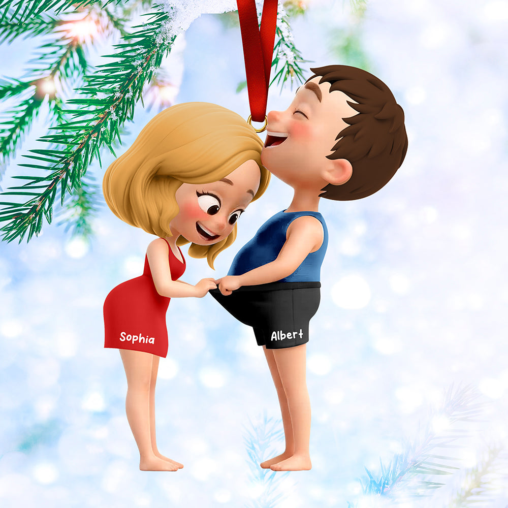 “Love is in the air!” - Funny Couple Ornament, Personalized Gift for Couples Ornament MagicInPrints