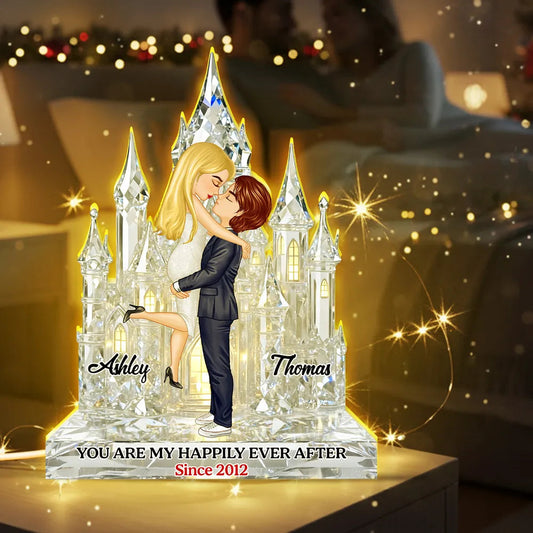 Personalized Crystal Castle Couple Figurine for Anniversary - Romantic Keepsake Gift Plaque MagicInPrints
