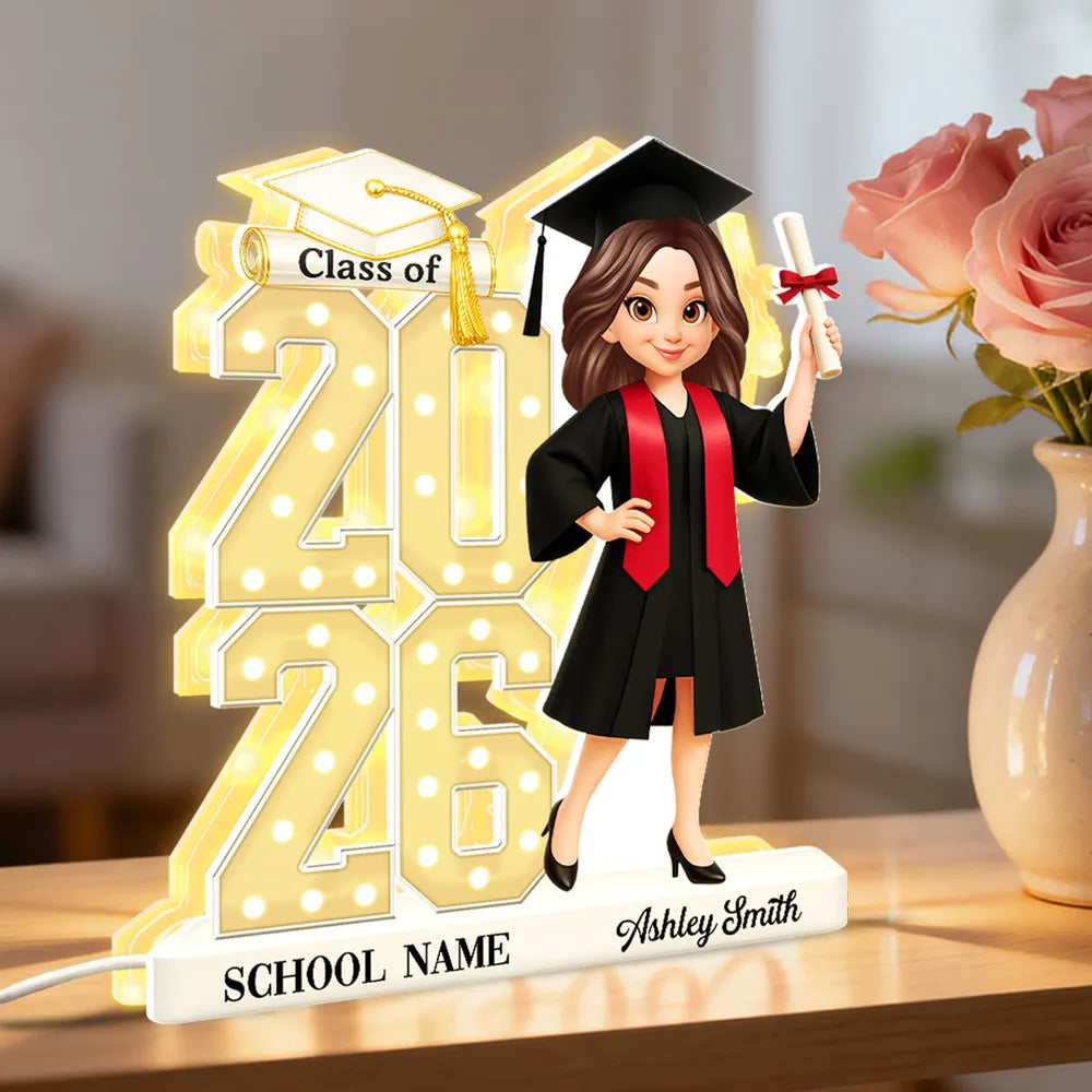 Personalized Graduation Light-Up Display for Class of 2026 - Custom School Name Plaque MagicInPrints