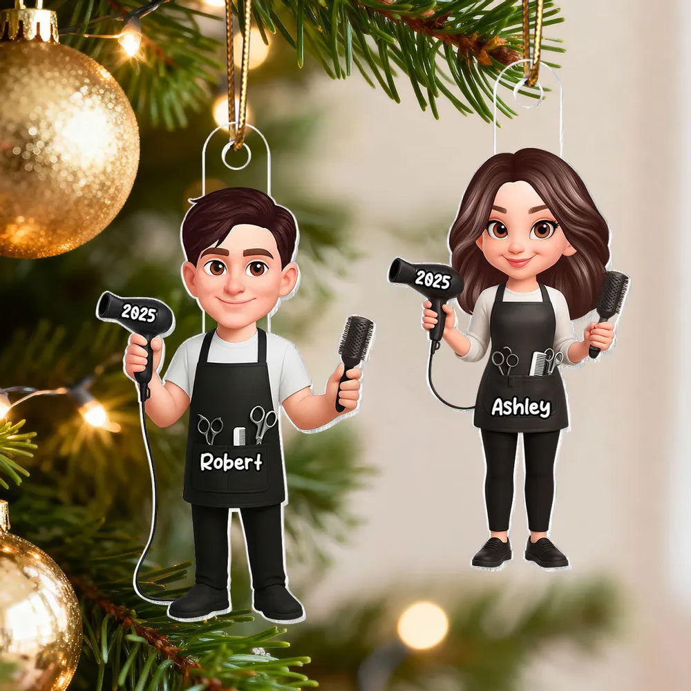 Personalized Hair Stylist Christmas Ornaments for Professionals - 2025 Holiday Gift Ornament MagicInPrints