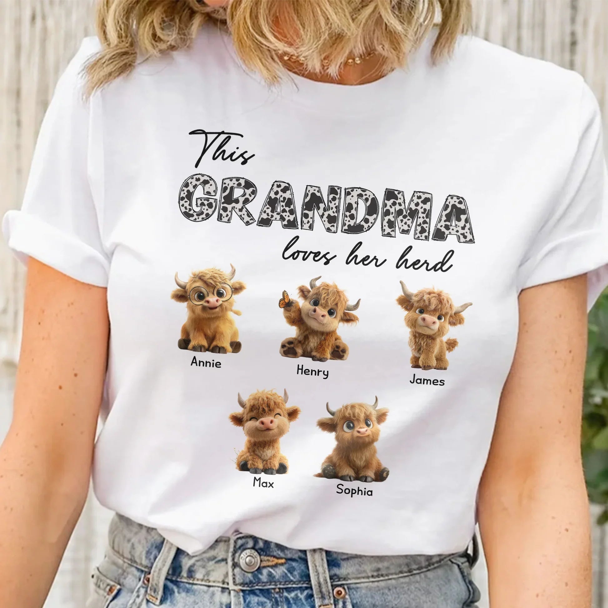 Personalized Grandma T-Shirt for Family with Cute Cartoon Animals - Perfect Gift Cloth MagicInPrints