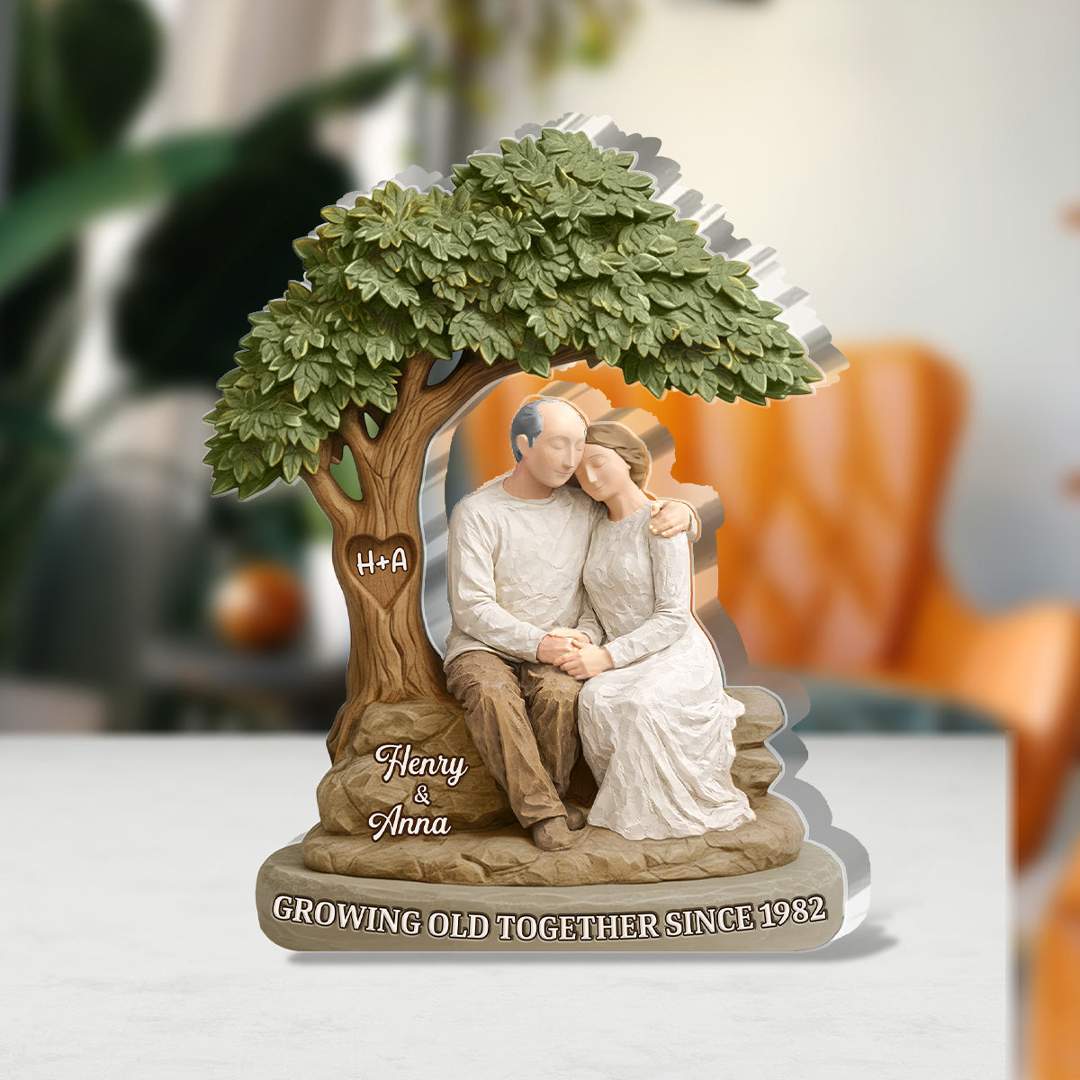 Personalized Couple Figurine with Tree - Anniversary Gift for Long-Term Love Plaque MagicInPrints