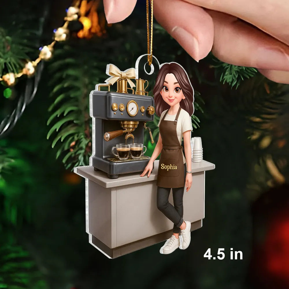 Personalized Barista Ornament for Coffee Lovers - Holiday Decoration Ornament MagicInPrints