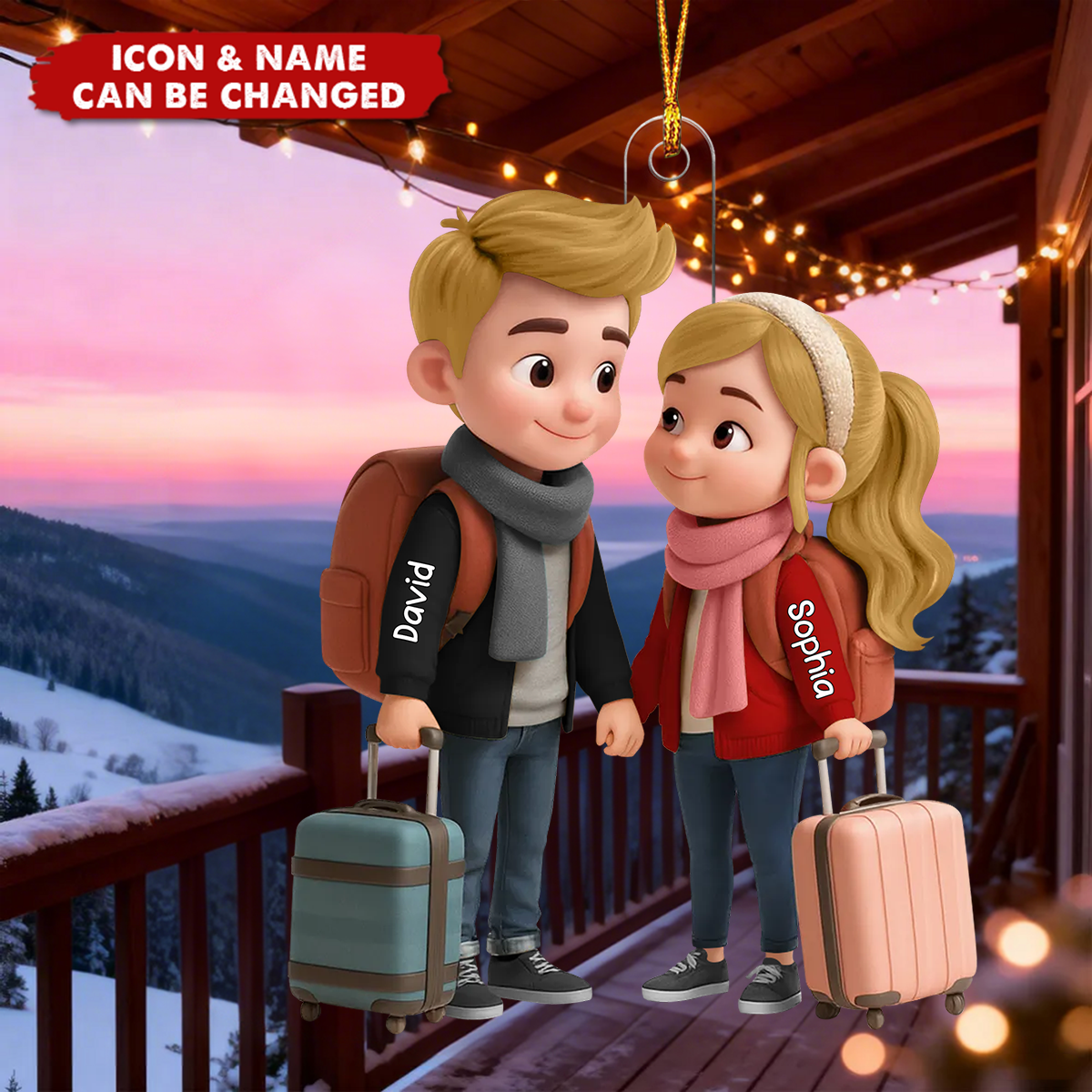 Personalized Couple Car Ornament with Names - Romantic Travel Gift Ornament MagicInPrints