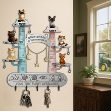 Load image into Gallery viewer, “Have a good day, human servant” - Tiny Fluffy Cat Wood Key Hanger, Personalized Gift for Cat Lovers Wood Sign MagicInPrints
