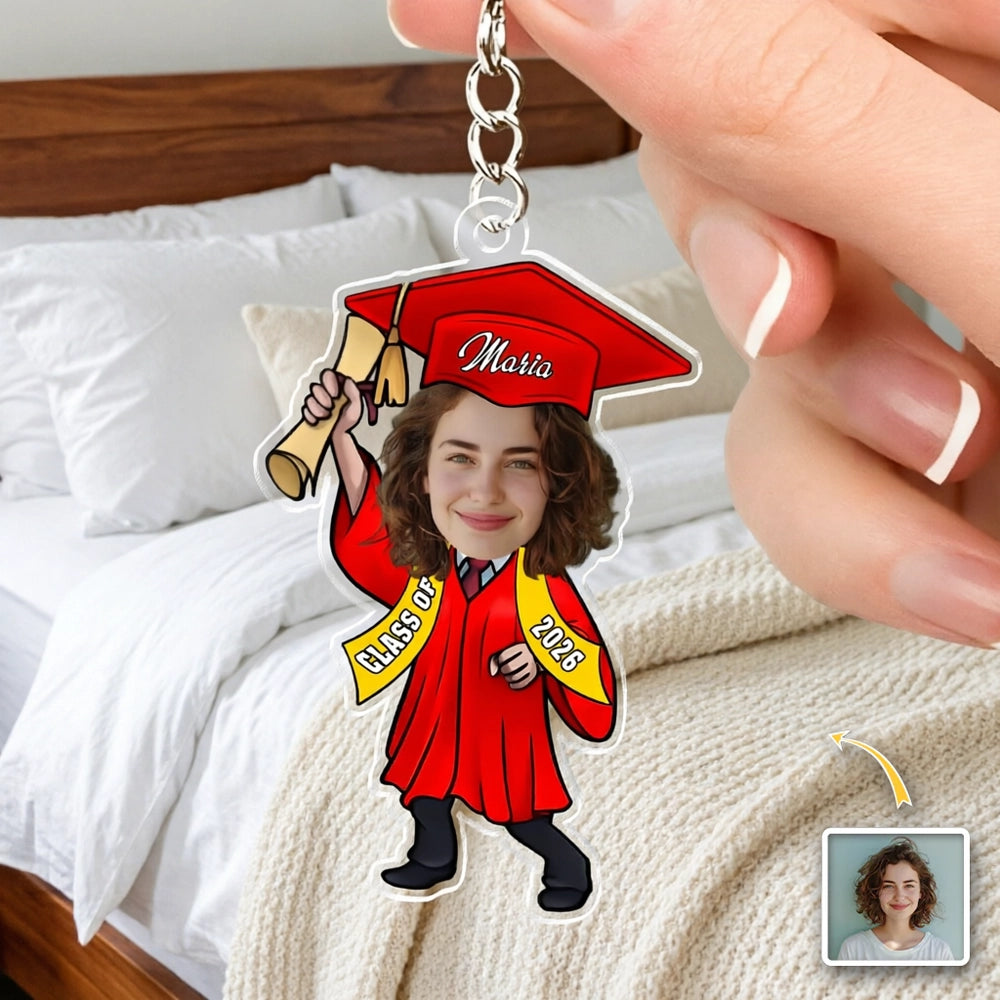 Custom Graduation Photo Keychain for Graduates - Class of 2026 Keepsake Keychain MagicInPrints