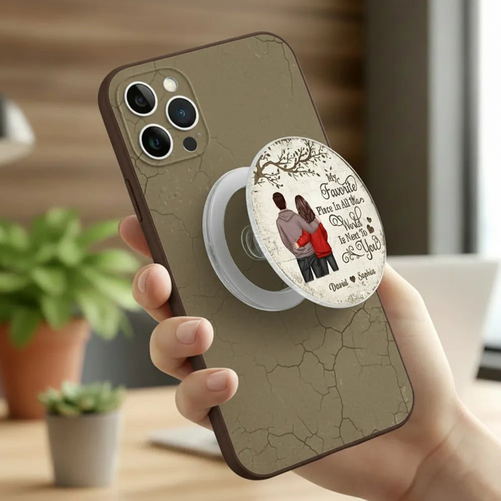 Custom Couple Phone Grip - Personalized Romantic Gift for Partners Cell Phone Accessories MagicInPrints