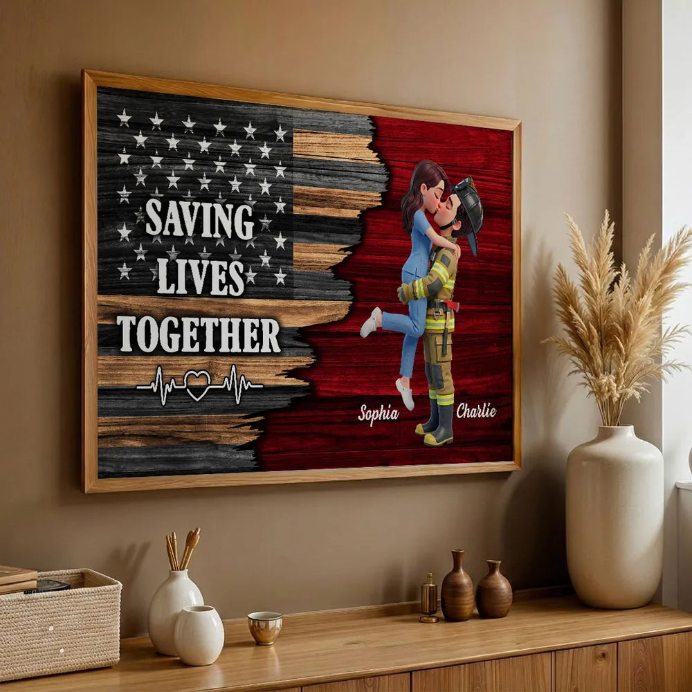 Personalized Couple Canvas Art for Police Officers - Romantic Home Decor Gift Poster or Canvas MagicInPrints
