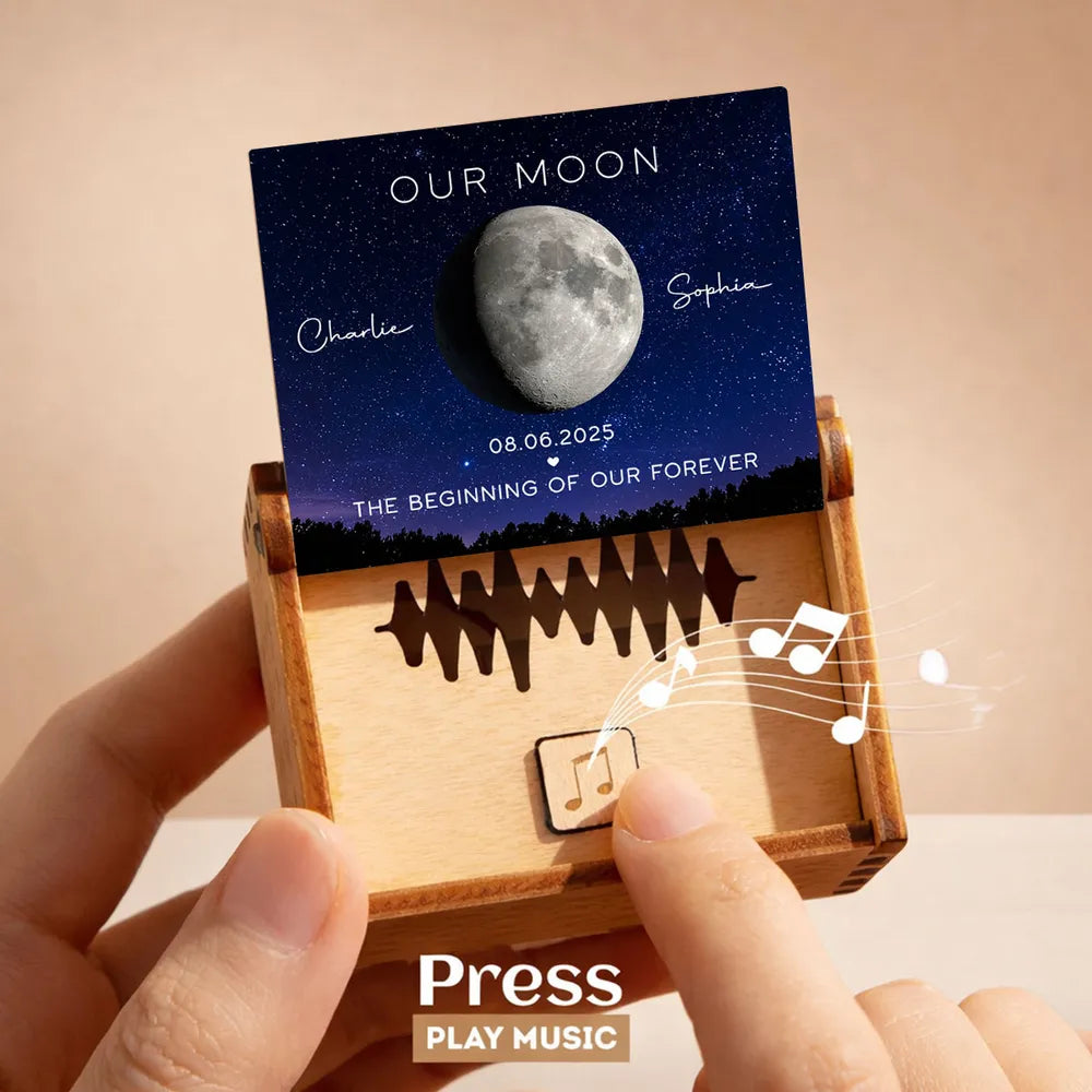 Personalized Moon Phase Music Box for Couples - Anniversary Gift Plaque MagicInPrints