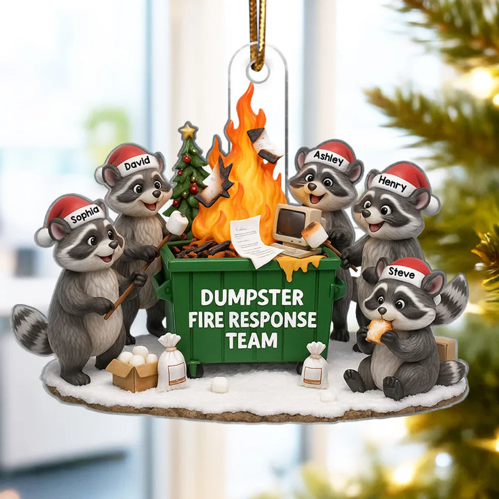 Personalized Raccoon Dumpster Fire Ornament Family Humor Christmas Decor - Holiday Gift Ornament MagicInPrints