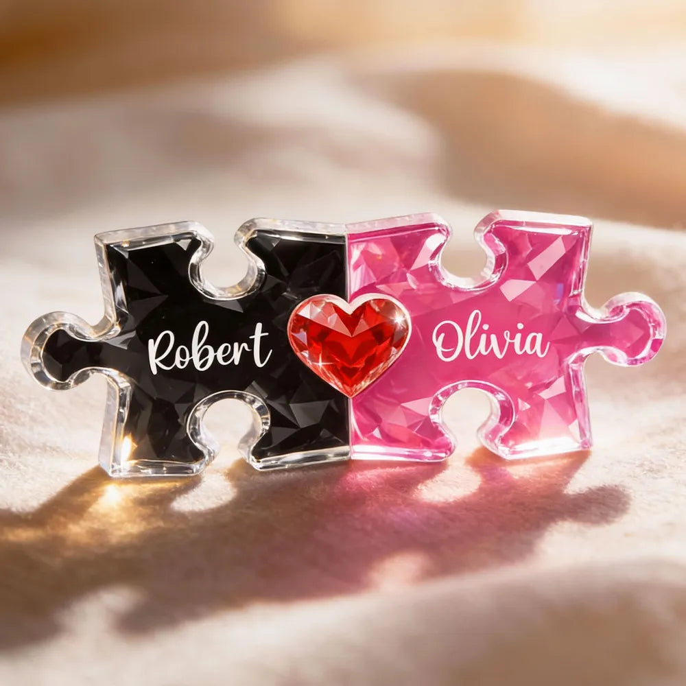 Personalized Puzzle Piece Keepsake for Couples with Heart Design - Romantic Gift Plaque MagicInPrints