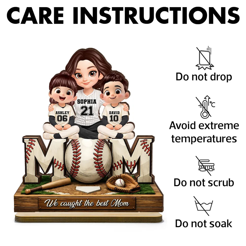 Personalized Baseball Mom Figurine with Kids Names - Perfect Gift for Mother's Day Plaque MagicInPrints