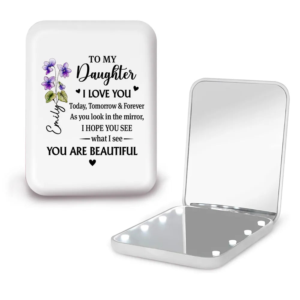 Personalized Compact Mirror for Daughter with Message - Sentimental Gift Beauty Tools MagicInPrints