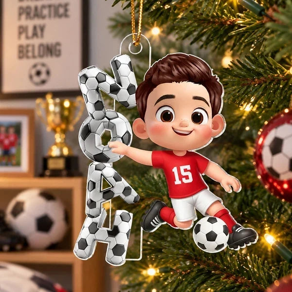 Personalized Soccer Kid Acrylic Ornament Creative Gift