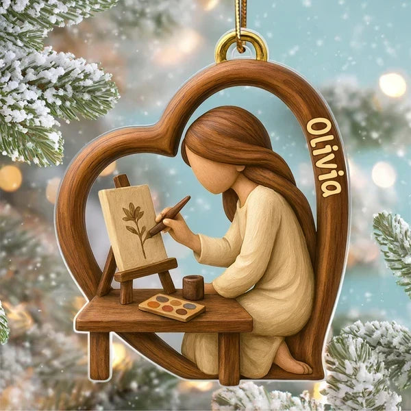 Personalized Acrylic Christmas Ornament Heart Artist Gift