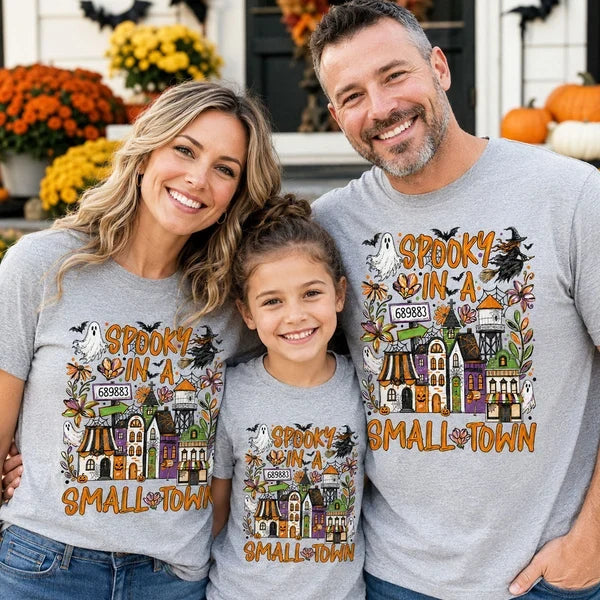 Personalized Halloween Tee Custom Small Town Scene Gift