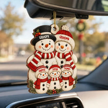 Load image into Gallery viewer, Personalized Wooden Snowman Ornament for Grandparents Family Gift
