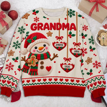 Load image into Gallery viewer, Personalized Sweatshirt with Snowman &amp; Gingerbread for Grandma - Unique Christmas Gift
