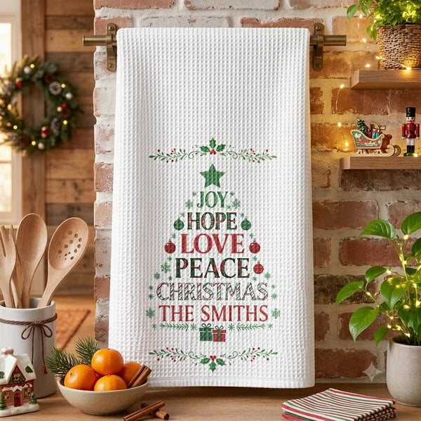 Personalized Kitchen Towel Christmas Gift for Mom Family