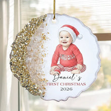 Load image into Gallery viewer, Personalized Baby Watercolor Portrait Ornament for New Parents Christmas Gift
