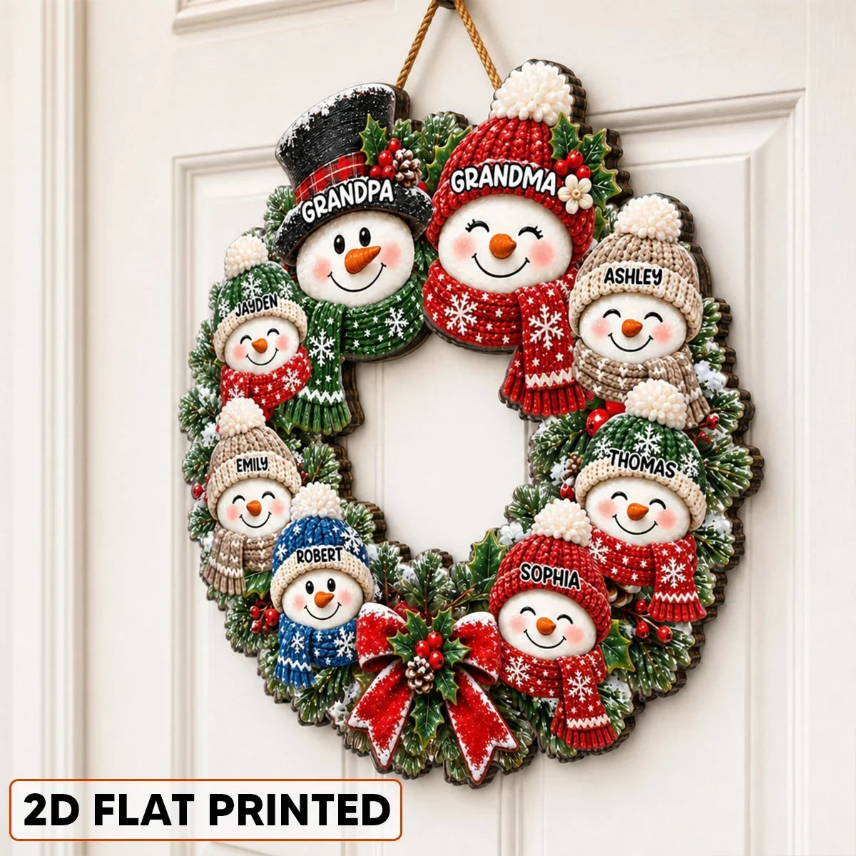 Custom Snowman Family Wooden Sign Unique Gift for Grandparents