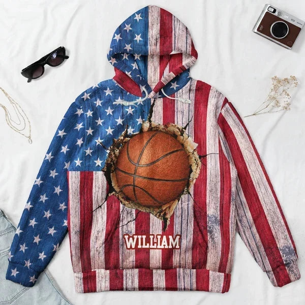 Personalized Youth Flannel Hoodie Baseball Vintage Design Gift
