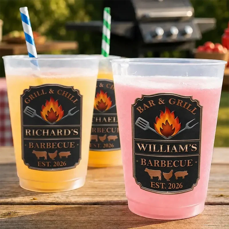 Personalized Frosted Plastic Cup Grill & Chill Gift for Dad