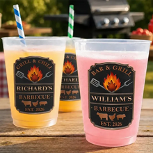 Load image into Gallery viewer, Personalized Frosted Plastic Cup Grill &amp; Chill Gift for Dad
