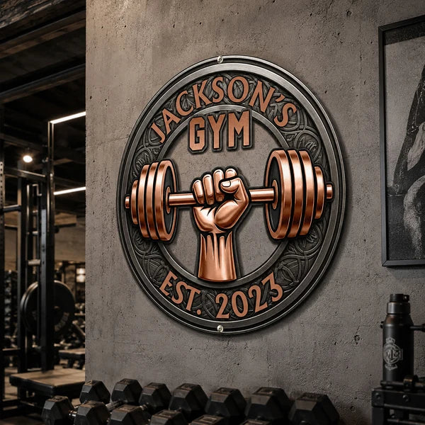 Personalized Shaped Metal Gym Sign for Fitness Lovers Gift