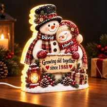 Load image into Gallery viewer, Personalized Acrylic Light Box Hugging Snowman Gift for Couple

