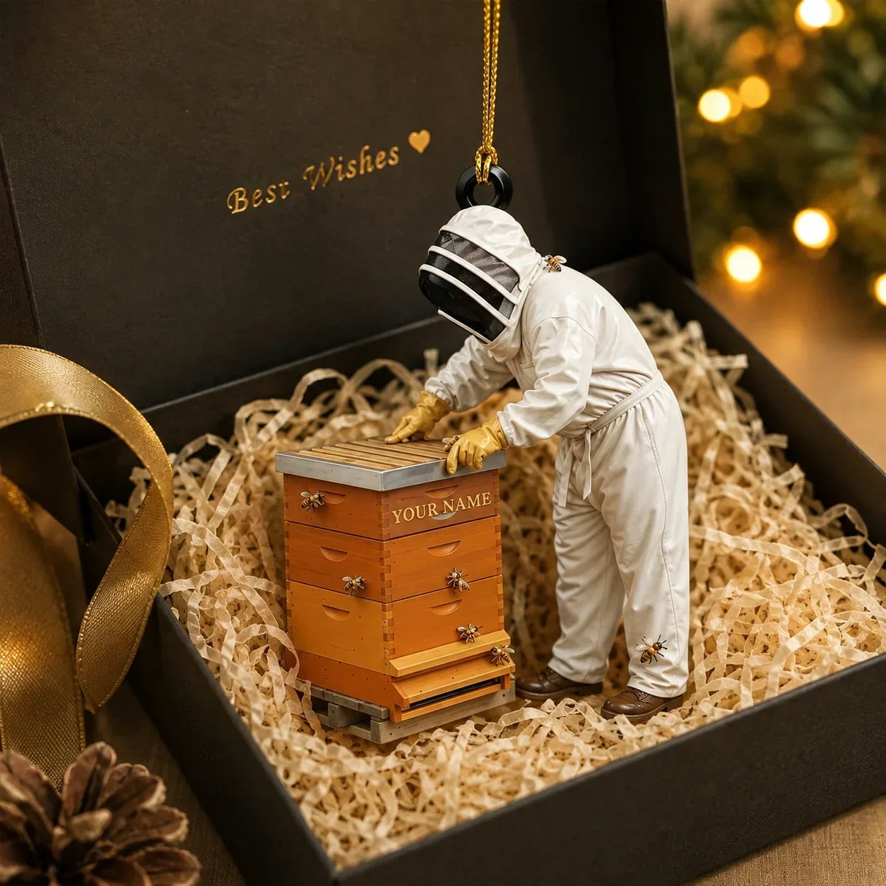Personalized Acrylic Bee Keeper Ornament Custom Gift for Bee Lovers Christmas