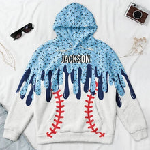 Load image into Gallery viewer, Personalized Youth Flannel Hoodie Custom Baseball Drip Art Gift

