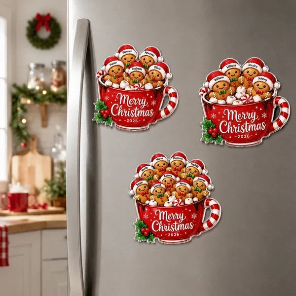 Personalized Gingerbread Family Acrylic Magnet Unique Gift for Christmas