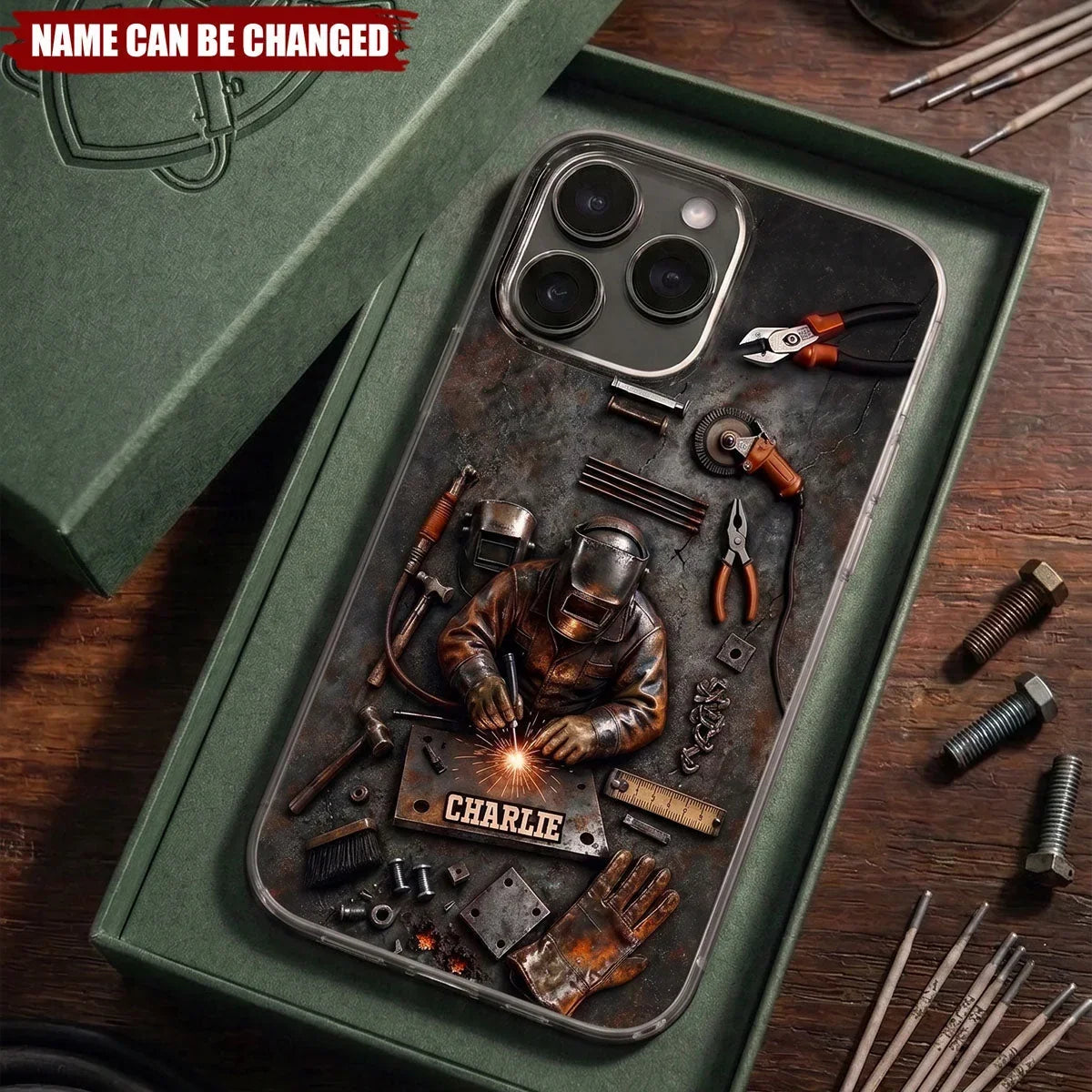 Personalized Clear TPU Phone Case Custom Welder Design Gift for Him
