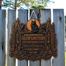 Load image into Gallery viewer, Personalized Haunted House Wooden Sign for Cat Lovers Gift
