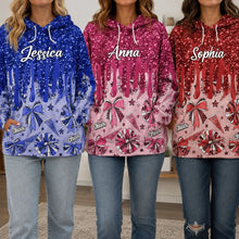 Load image into Gallery viewer, Personalized Youth Flannel Hoodie with Glitter Cheer Design Gift for Cheerleaders
