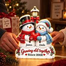 Load image into Gallery viewer, Personalized Acrylic Light Box Custom Snowmen Heart Gift for Couple
