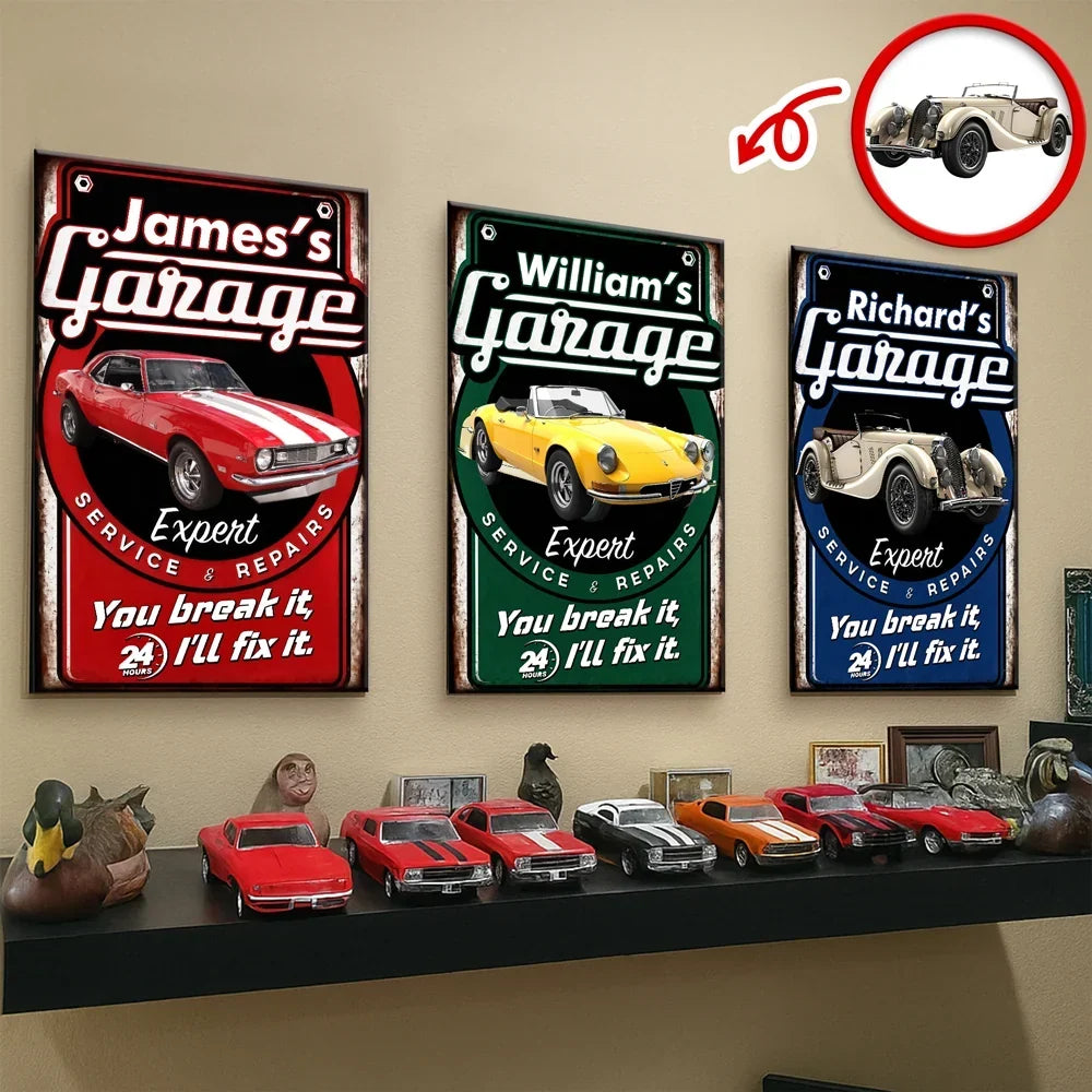 Personalized Iron Garage Sign You Break It I'll Fix It Gift