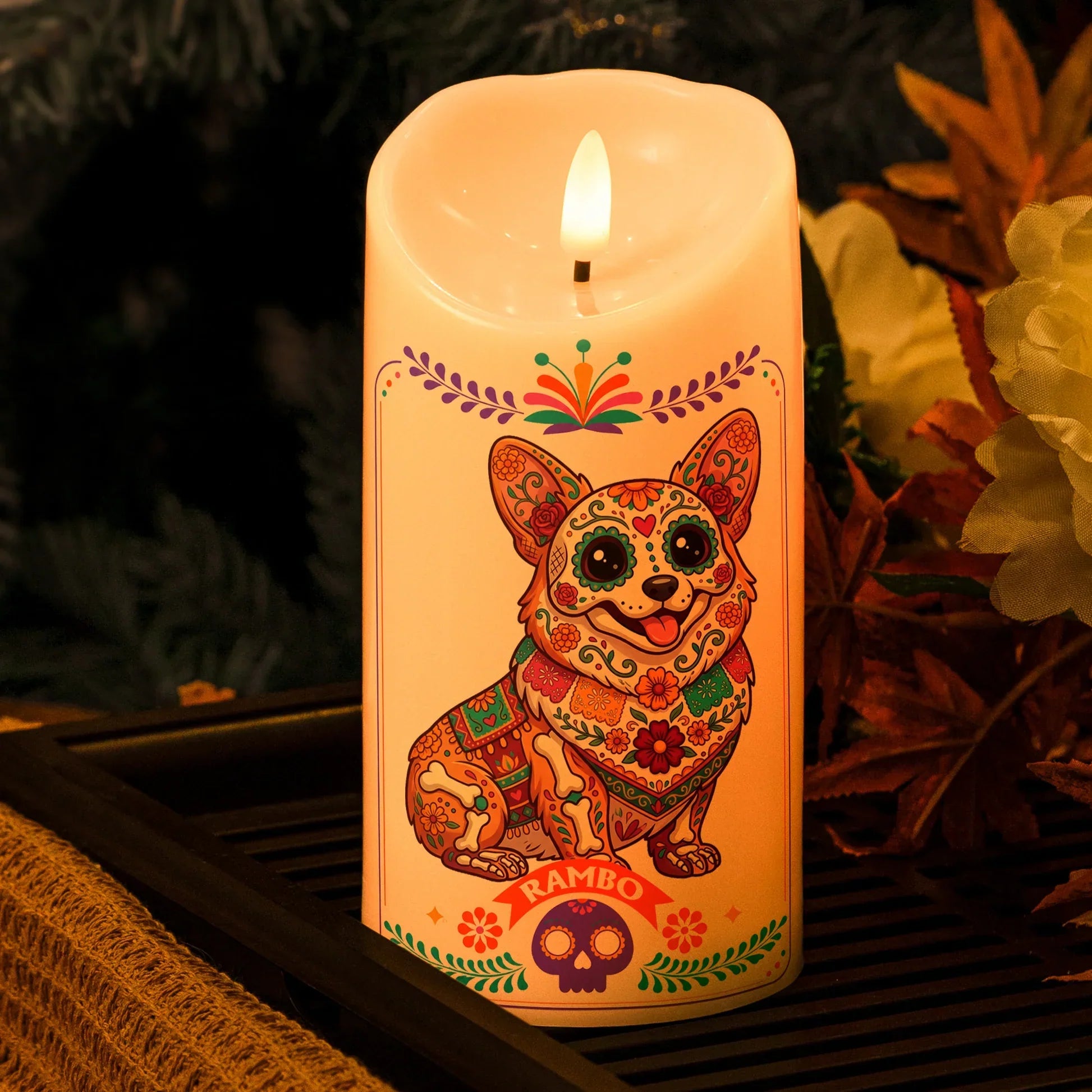 Personalized Flameless LED Candle Custom Pet Memorial Gift for Dog Lovers