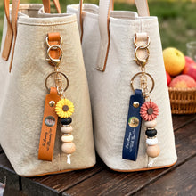 Load image into Gallery viewer, Personalized PU Leather Daisy Keychain In Loving Memory Gift for Family
