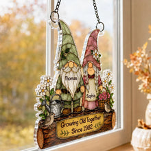 Load image into Gallery viewer, Personalized Acrylic Suncatcher Ornament Gnome Couple Gift for Anniversary
