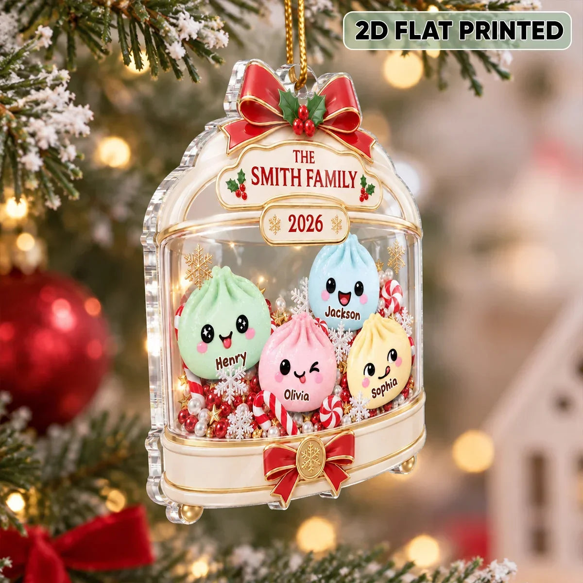 Personalized Dumpling Family Acrylic Ornament Custom Gift for Christmas