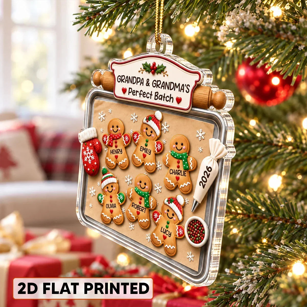 Personalized Gingerbread Family Ornament Unique Christmas Gift for Grandparents